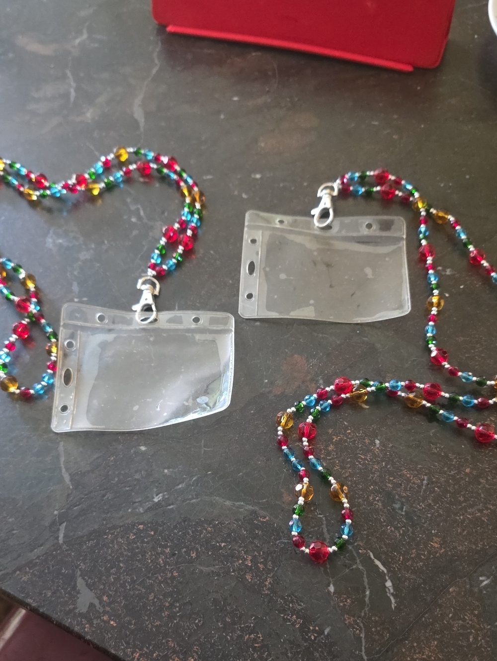 Beaded Multi-Color Lanyard with Clear ID Holder